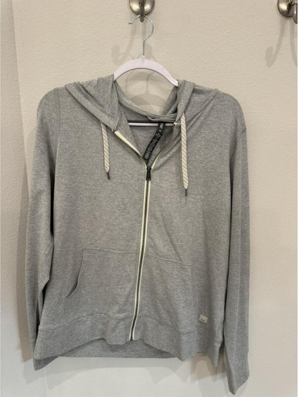 Vuori Gray Recycled Polyester Zip-Up Hoodie XL